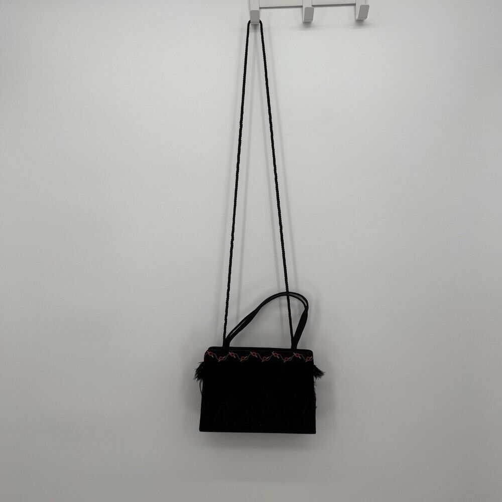 Sasha Black Vintage Feather Crossbody Bag Y2k Formal